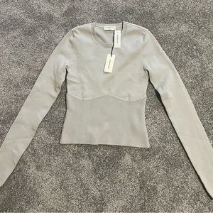 Aritzia Babaton Sculpt Knit Empire Long-sleeve in Chrome - Size S